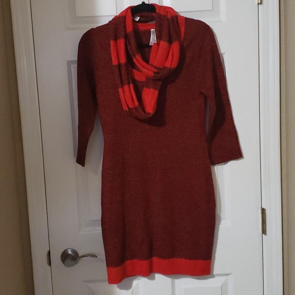 Sweater dress/ long sweater with scarf